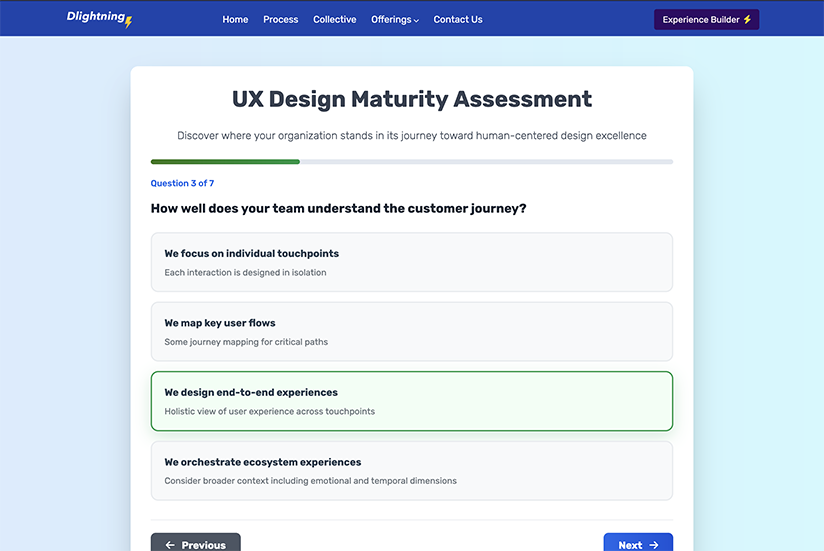 UX Maturity Assessment tool screenshot