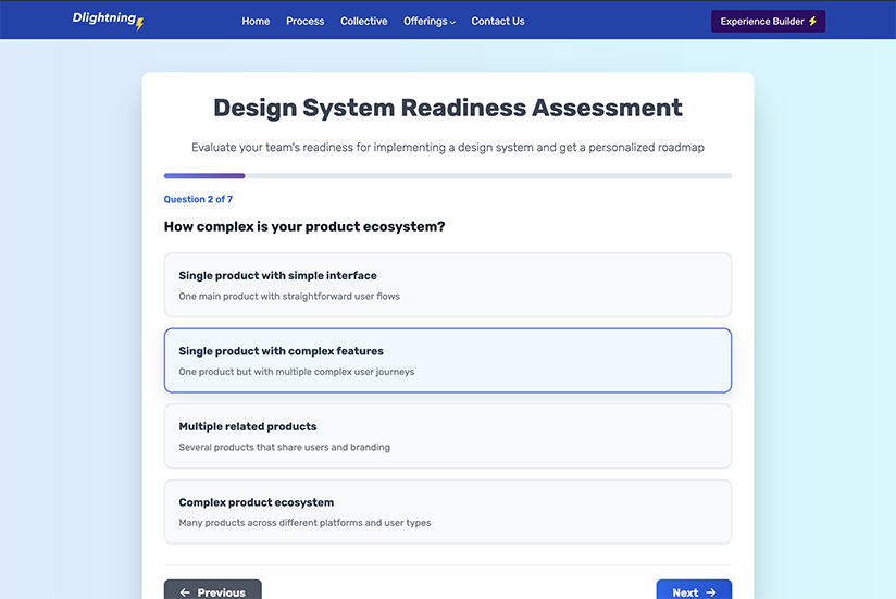 Design System Readiness Assessment tool screenshot